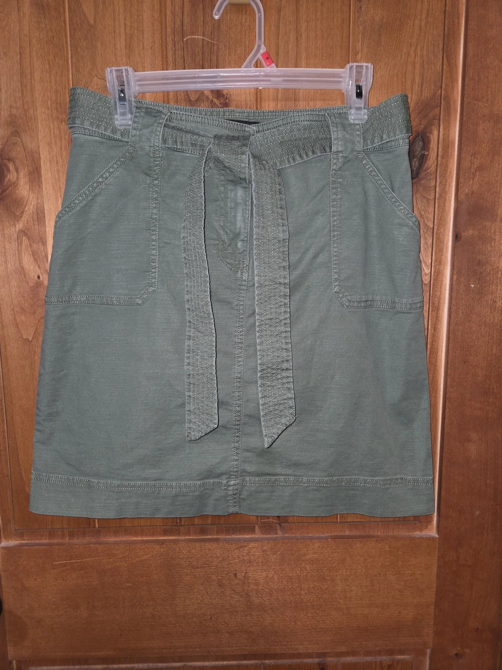 Talbots Olive Green Cotton Belted Mini Skirt‎
